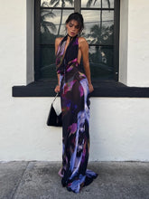 Load image into Gallery viewer, Backless Maxi Dress Sexy Print
