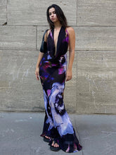 Load image into Gallery viewer, Backless Maxi Dress Sexy Print
