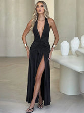 Load image into Gallery viewer, Solid Deep V Neck Backless Ruched
