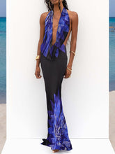 Load image into Gallery viewer, Backless Maxi Dress Sexy Print
