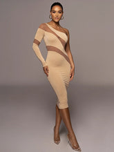 Load image into Gallery viewer, One Shoulder Mesh Sheer Midi
