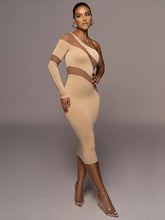 Load image into Gallery viewer, One Shoulder Mesh Sheer Midi
