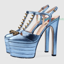 Load image into Gallery viewer, Striped Platform Heel Sandals
