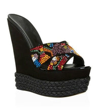 Load image into Gallery viewer, Rhinestone Platform Wedge Sandals
