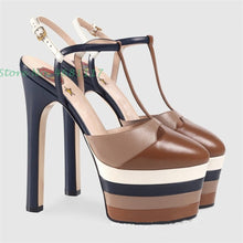 Load image into Gallery viewer, Striped Platform Heel Sandals
