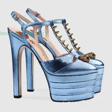 Load image into Gallery viewer, Striped Platform Heel Sandals
