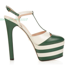 Load image into Gallery viewer, Striped Platform Heel Sandals
