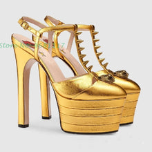 Load image into Gallery viewer, Striped Platform Heel Sandals
