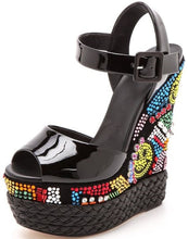 Load image into Gallery viewer, Rhinestone Platform Wedge Sandals
