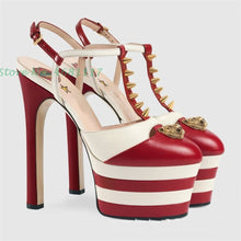 Load image into Gallery viewer, Striped Platform Heel Sandals
