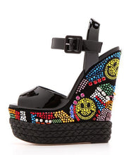 Load image into Gallery viewer, Rhinestone Platform Wedge Sandals
