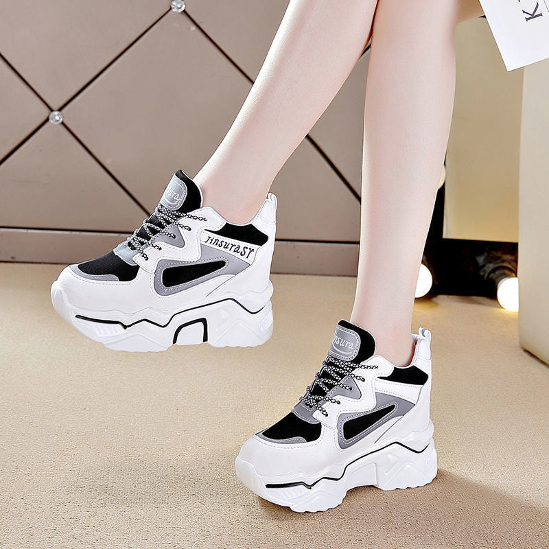 New White High Heels Sneakers