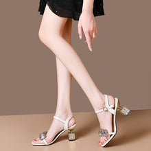 Load image into Gallery viewer, 2022 Crystal Open Toe Square Heel
