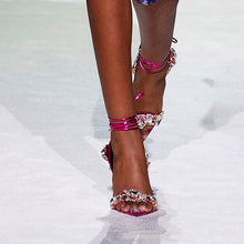 Load image into Gallery viewer, Metallic Crystal Ankle-Tie Runway
