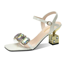 Load image into Gallery viewer, 2022 Crystal Open Toe Square Heel
