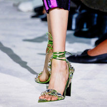 Load image into Gallery viewer, Metallic Crystal Ankle-Tie Runway
