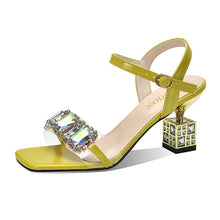 Load image into Gallery viewer, 2022 Crystal Open Toe Square Heel
